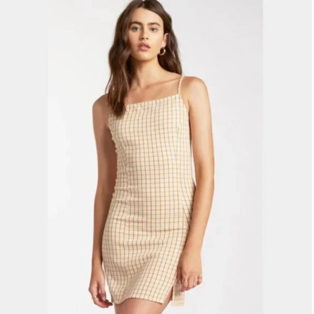 Billabong Women's Cruising Check Print Spaghetti Strap Mini Dress - L